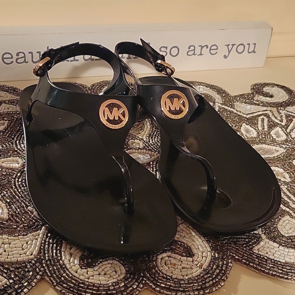 Michael Kors size 8 - black jelly thong sandles